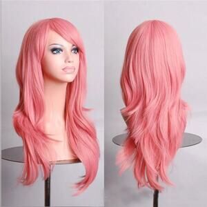 2/$30 NEW Long Layered Pink Wig with Bangs Role CosPlay Dress Up Halloween
